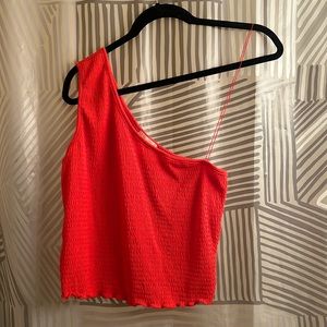 Red cropped one shoulder top